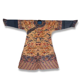 Qing Dynasty Yellow Kesi Robe with Five-Clawed Dragon Design