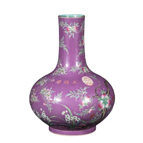 Qing Dynasty “Dayazhai?? Famille Rose Vase with Peach Blossom Design