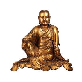 Gilt-Lacquered Wooden Seated Arhat Statue, Song Dynasty