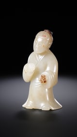 Han Dynasty Hetian Jade Standing Figure Holding Object