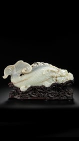 Qing Dynasty Hetian Jade Dragon-Fish