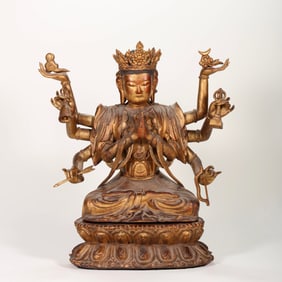 Ming Dynasty Gilt-Lacquered Wooden Seated Buddha