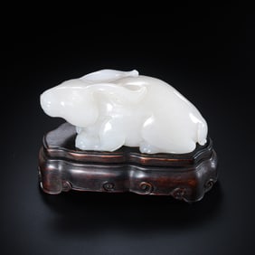 Qing Dynasty Hetian Jade Carving of a Recumbent Rabbit