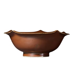 Song Dynasty Purple Ding Ware Bowl with Folded Rim