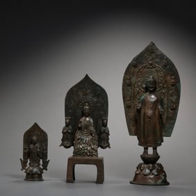 Northern Wei Dynasty Gilt Bronze Triad of Buddha