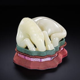 Jade Carving of a Recumbent Horse, Hetian Jade