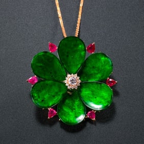 Jadeite Floral Pendant