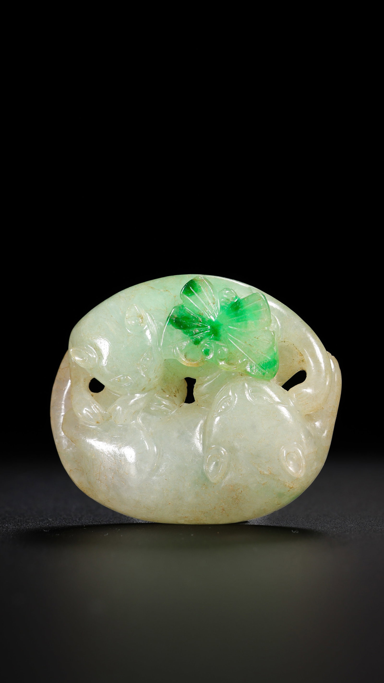 A Chinese Qing Dynasty Jadeite Pendant of “Mao Die Fu Gui?? Theme (1 of 6)