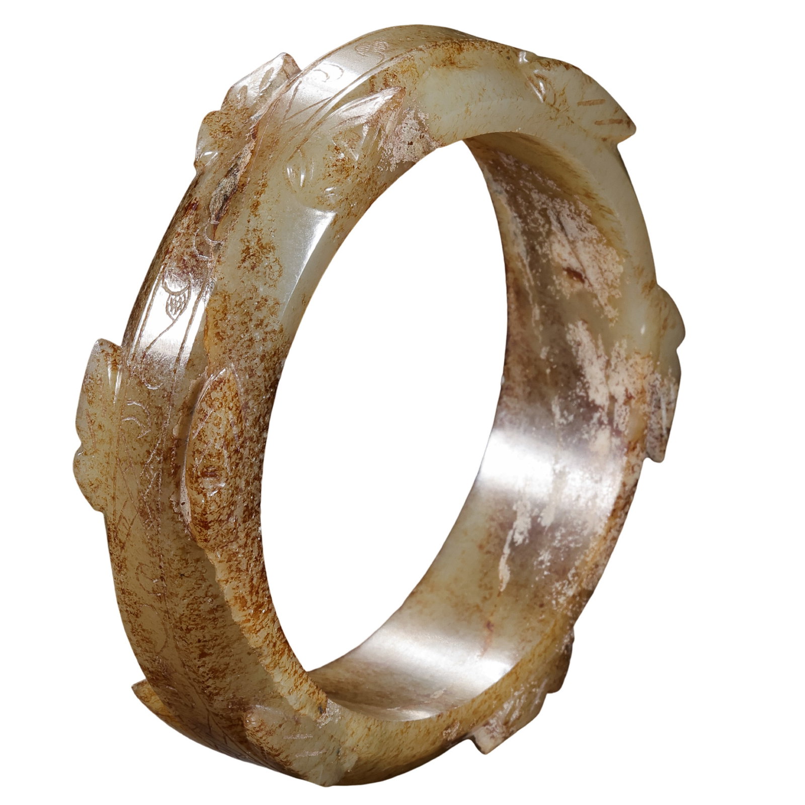 A Chinese Warring States Hetian Jade Carved Bracelet (1 of 14)