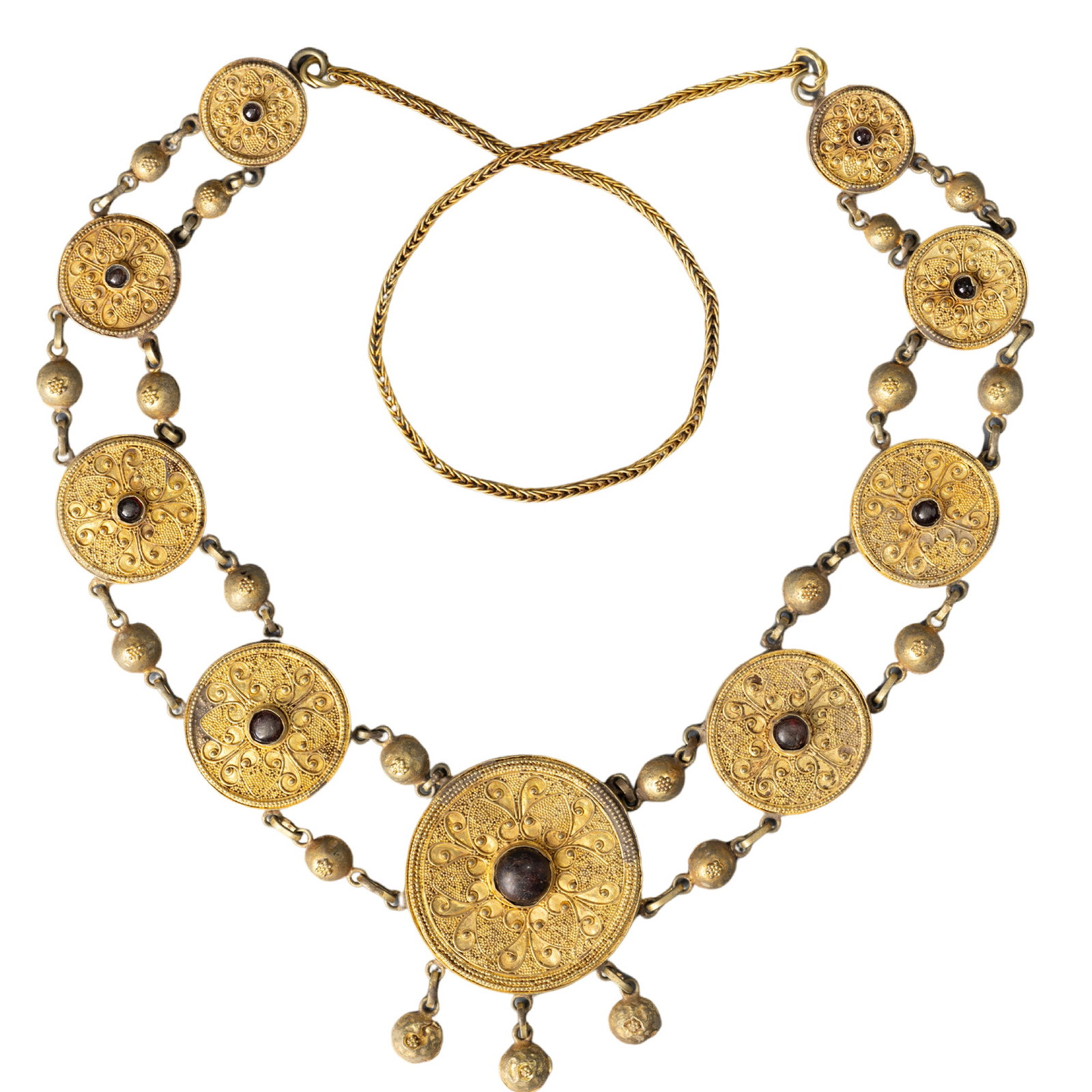Antique Roman Byzantine Gold Filigree Medallion Necklace with Garnet Accents (1 of 6)