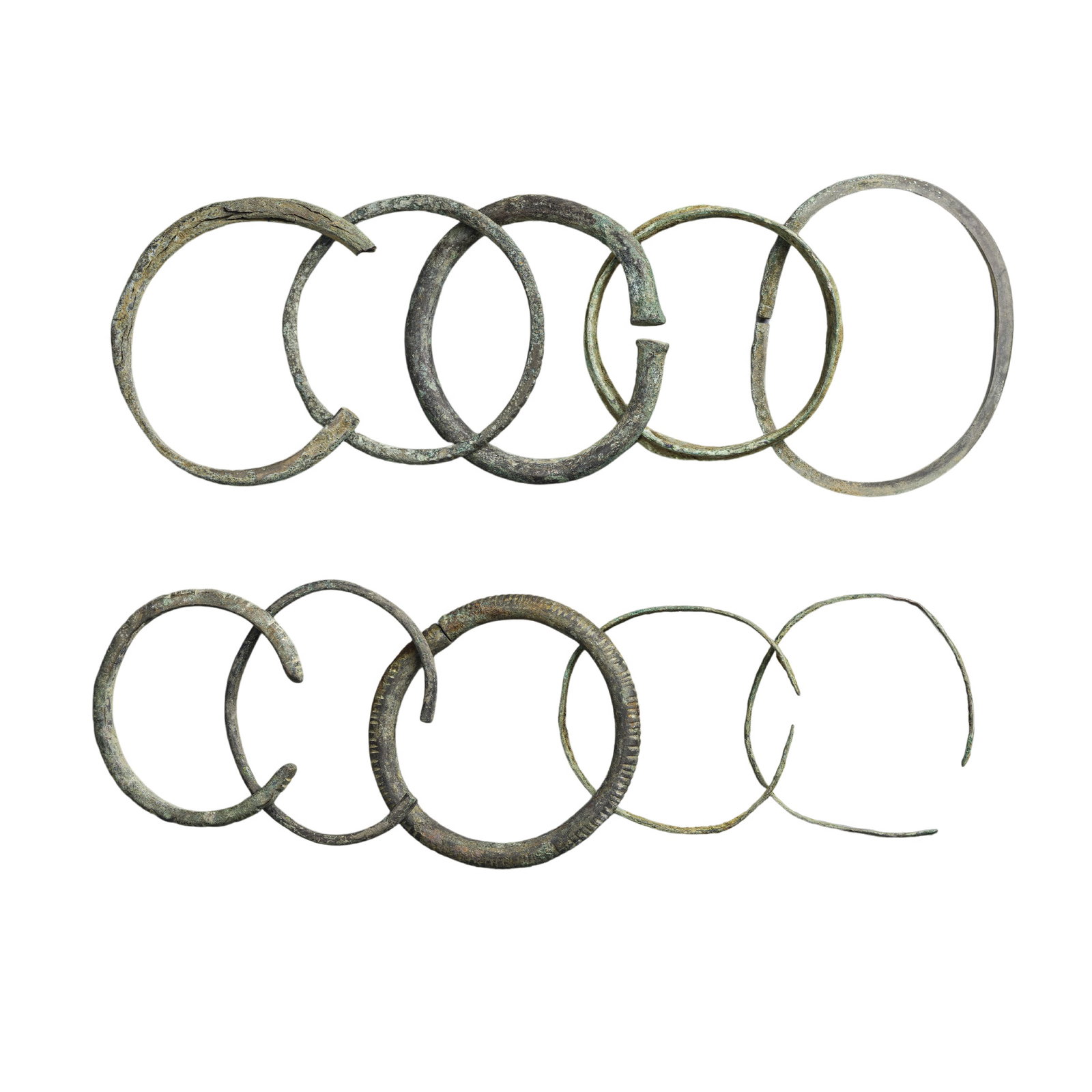 Lot Of Ancient Bactrian Bronze Bracelets [10pcs, 239gram]: /
