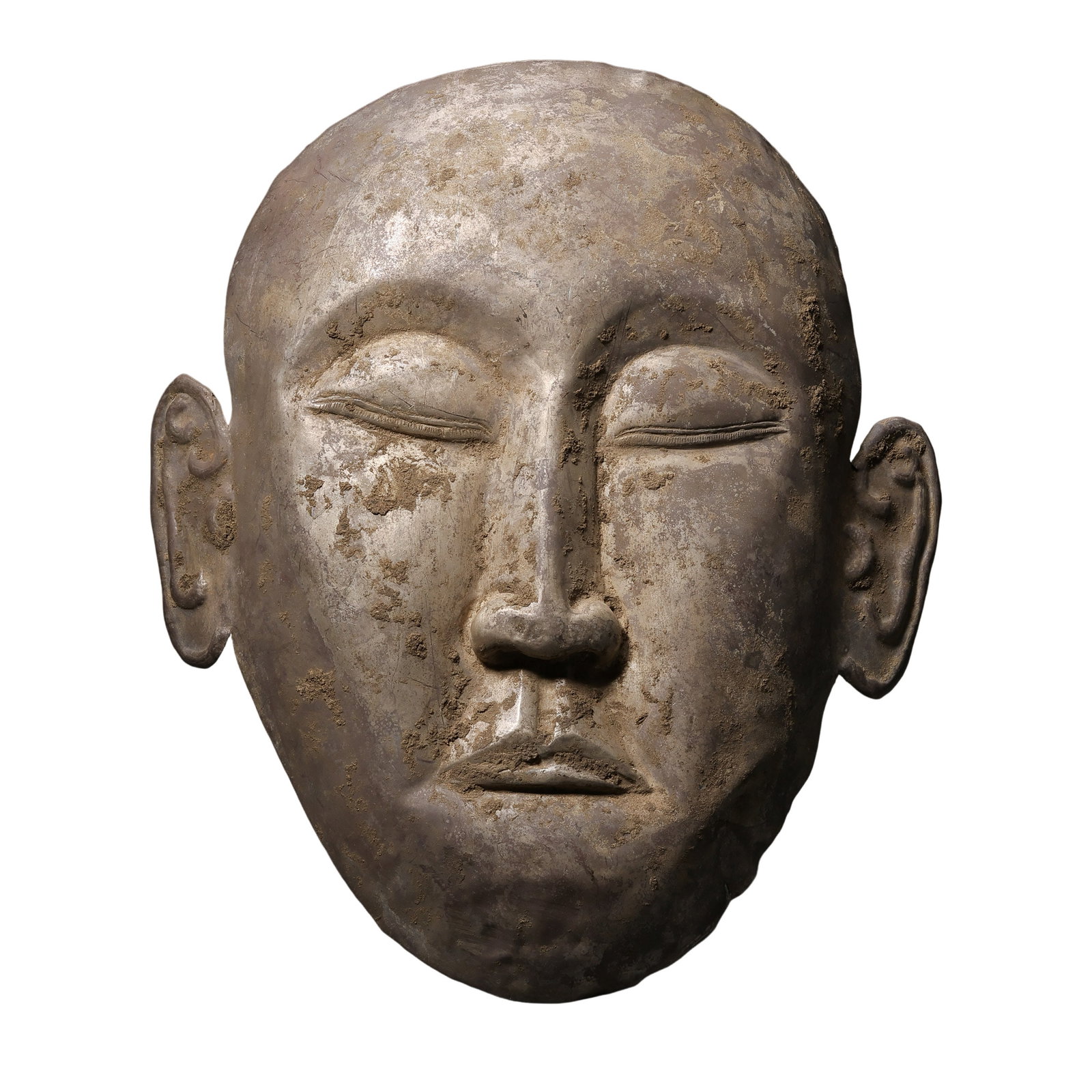 Liao–Jin Period Silver Human Mask, China: 11th–13th century; Height: 25 cm (approx. 9.84 in); Width: 21 cm (approx. 8.27 in); Weight: 200 gCondition and Provenance?In good overall condition. The mask is formed from hammered sheet silver and