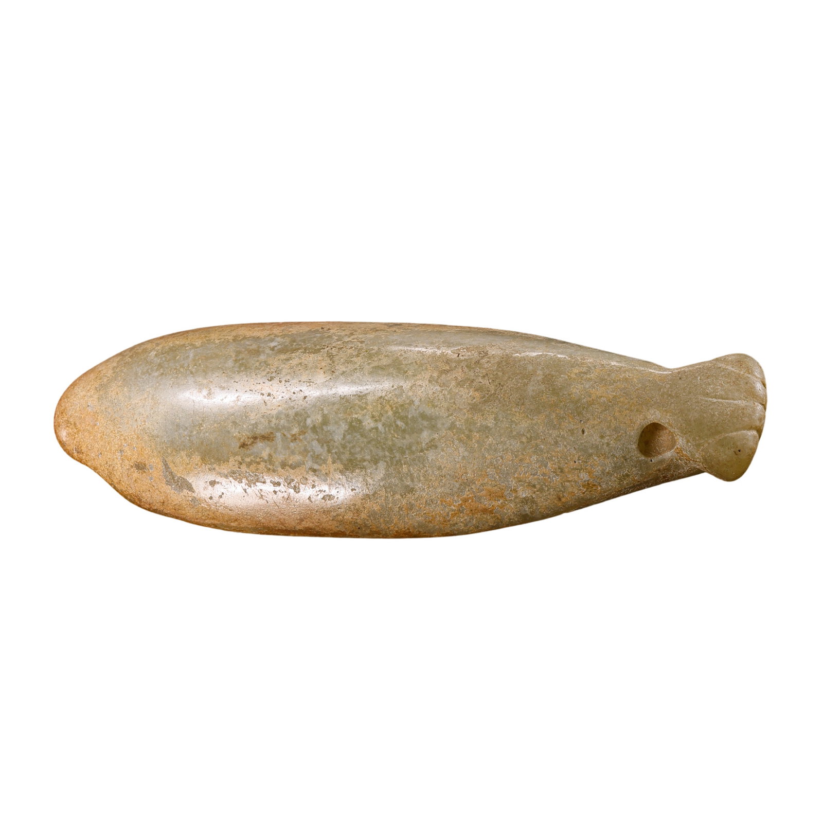 A Neolithic Early Hongshan Culture Xiuyan River-Worn Jade Fish-Form Ornament, China (1 of 11)