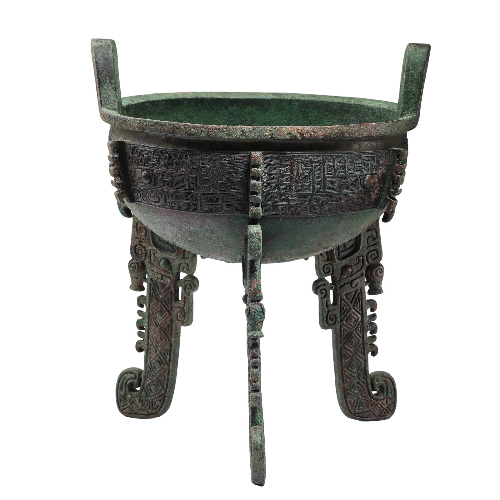 Chinese Western Zhou Dynasty Bronze Tripod Ding with Taotie Mask Decoration (1 of 10)