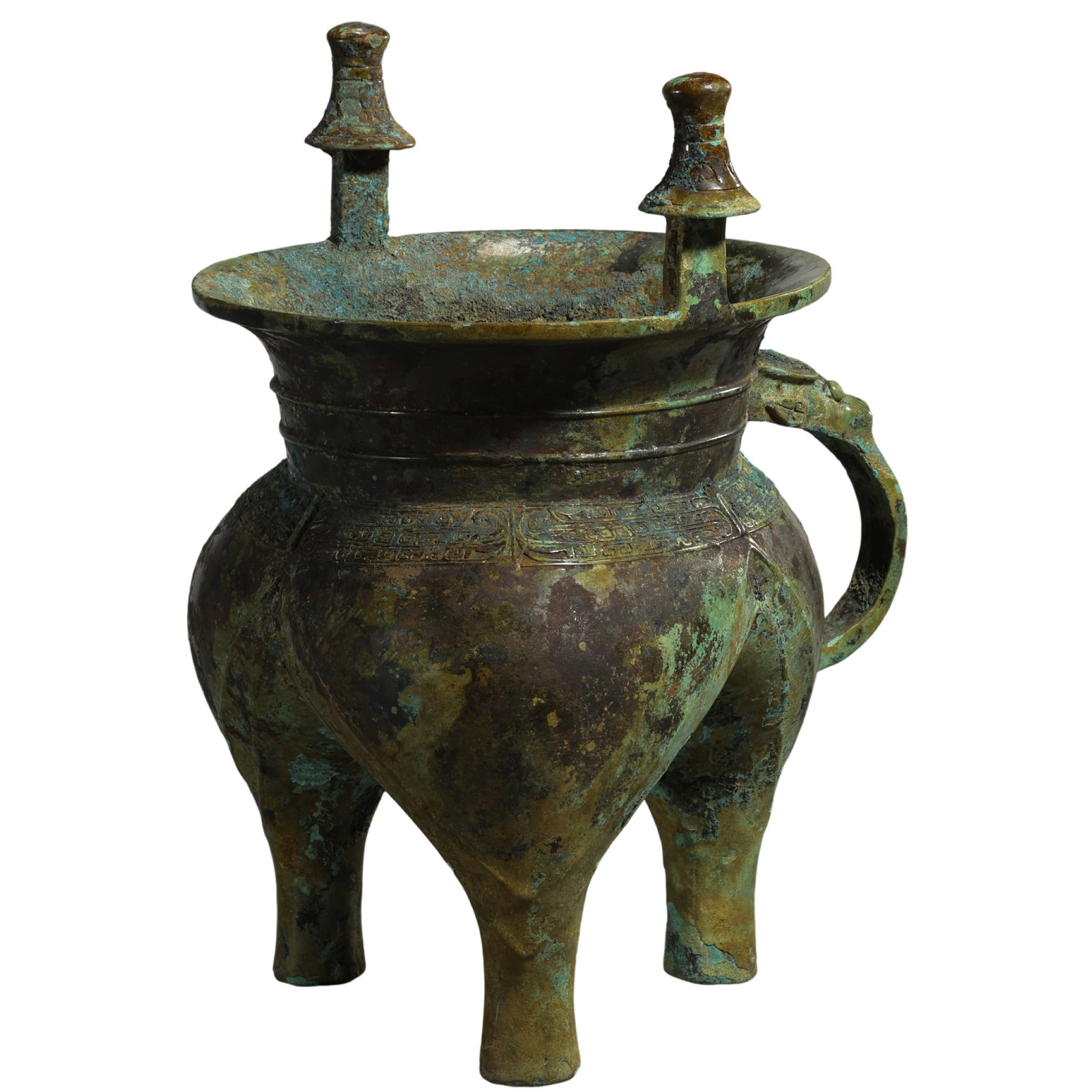Chinese Western Zhou Dynasty Bronze Tripod He Vessel with Beast-Head Handle (1 of 12)