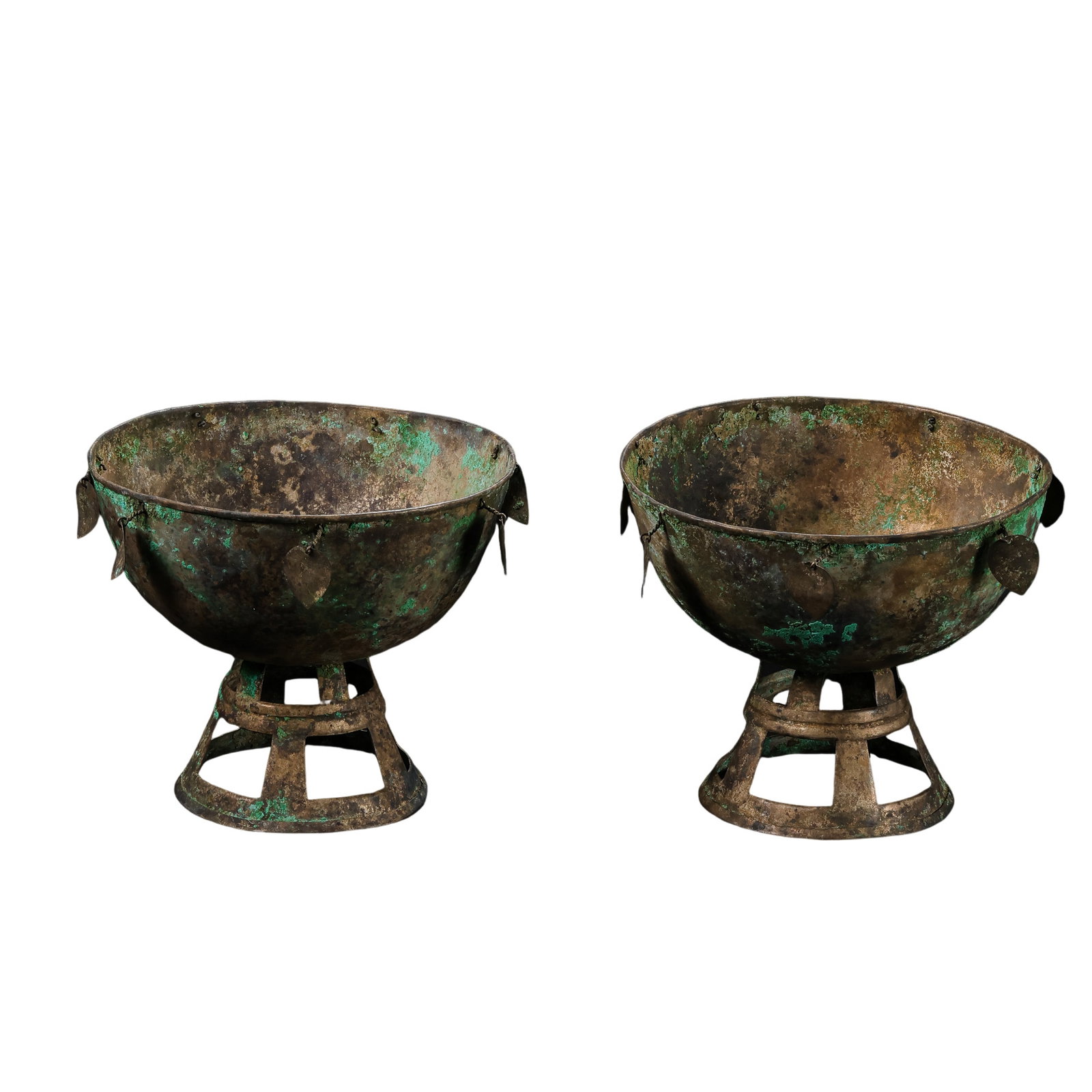 Pair of Korean Silla Period Pure Silver Stem Cups: Circa 6th–8th Century?Diameter of each: 11.5 cm / approx. 4.53 in / approx. 0.38 ft?Height of each: 9.5 cm / approx. 3.74 in / approx. 0.31 ftCondition and Provenance?Condition: Both cups are genera