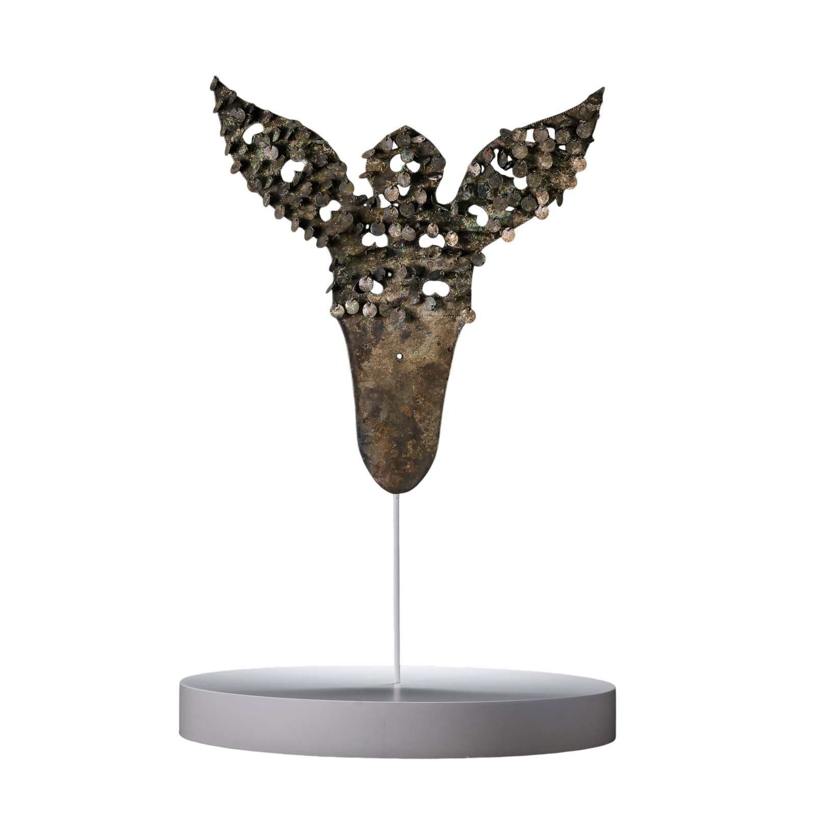 Korean Silla Period Silver Crown Ornament Circa 5th–7th century A.D.: Circa 5th–7th century A.D.; width: 21.5 cm / 8.46 in; height: 22 cm / 8.66 in; overall height with display stand: 37 cm / 14.57 in; weight: 84 g / 2.96 ozCondition and Provenance?Condition: Overall 