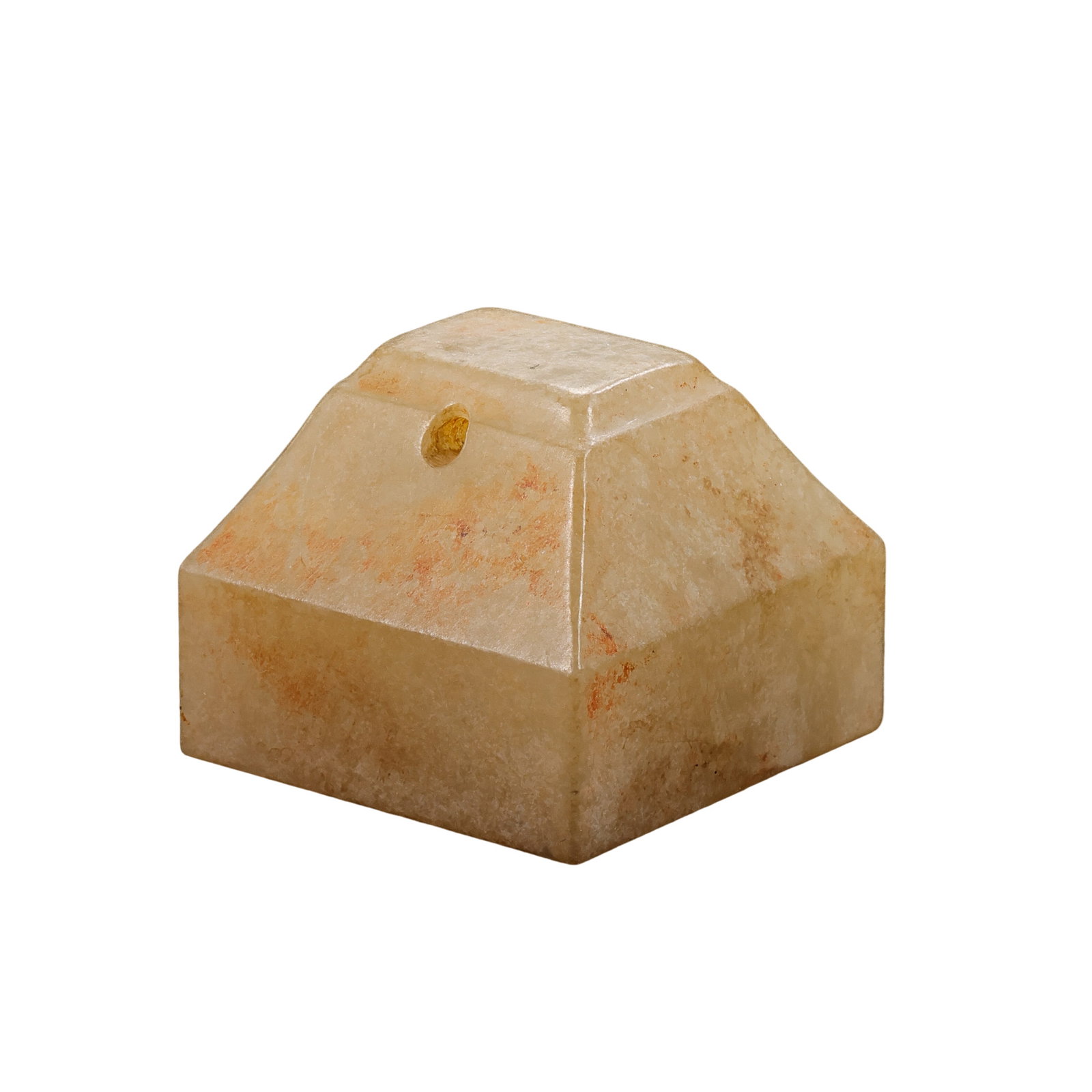 Warring States Period Hetian Jade Seal: Warring States period, circa 475–221 B.C.; length: 2 cm / 0.79 in; height: 1.7 cm / 0.67 in; weight: 13 g / 0.46 ozCondition and Provenance?Condition: Overall in good condition. The Hetian jade has 