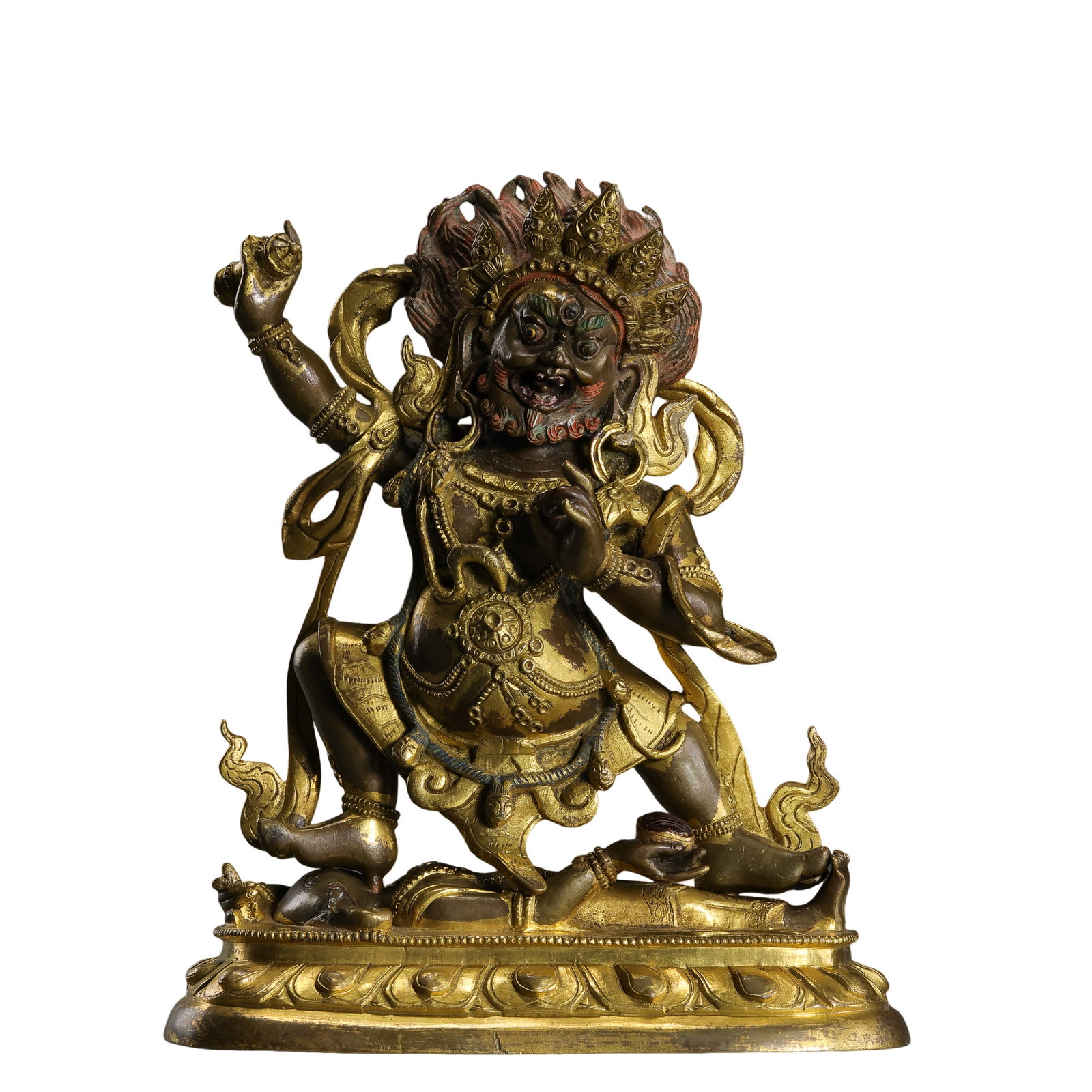 18th-Century Tibetan Gilt-Bronze and Polychrome Guardian Deity (1 of 12)