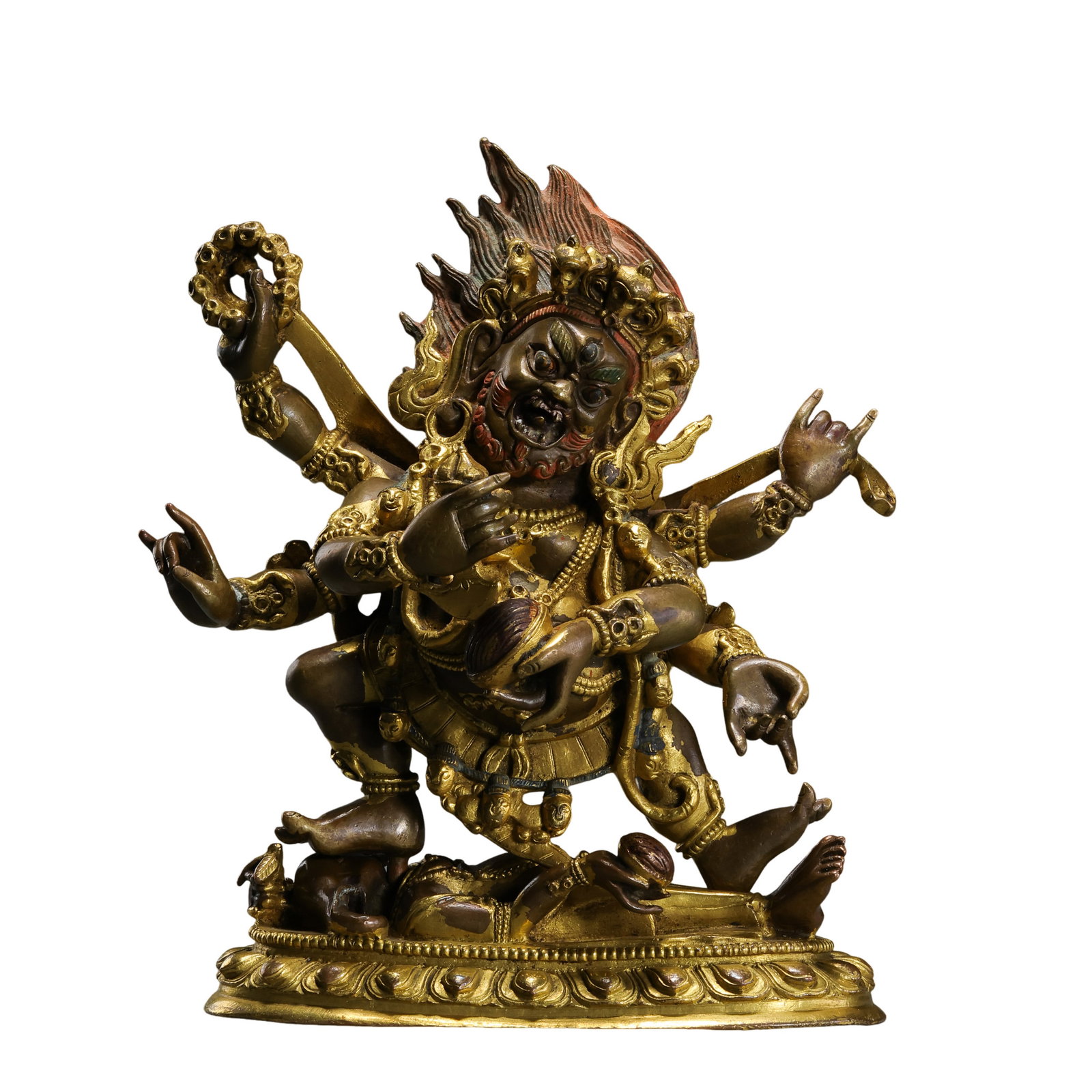 18th-Century Tibetan Gilt-Bronze and Polychrome Multi-Armed Guardian Deity (1 of 13)