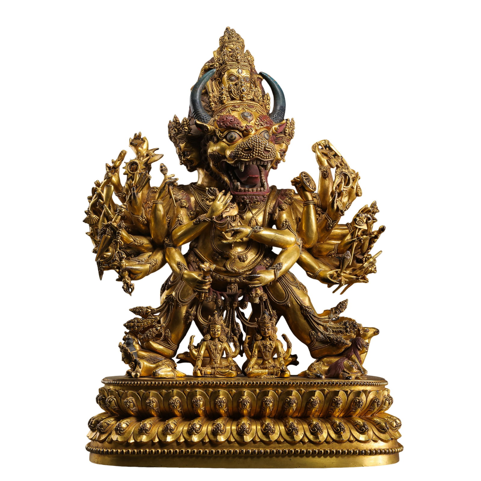 15th-Century Tibetan Gilt-Bronze Yamantaka Vajrabhairava (1 of 14)