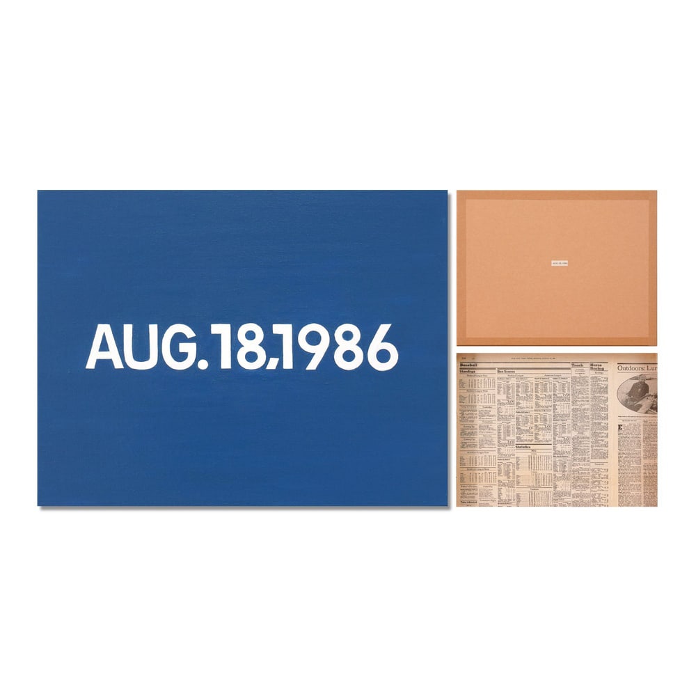 ON KAWARA (1933-2014), ATTRIBUTED TO, ACRYLIC ON CANVAS: Signed (verso) Image Dimensions: 13 3/8 x 17 3/8 in (34 x 44 cm) This painting comes with COA. On Kawara occupies a singular position in postwar conceptual art, renowned for transforming the act of ma