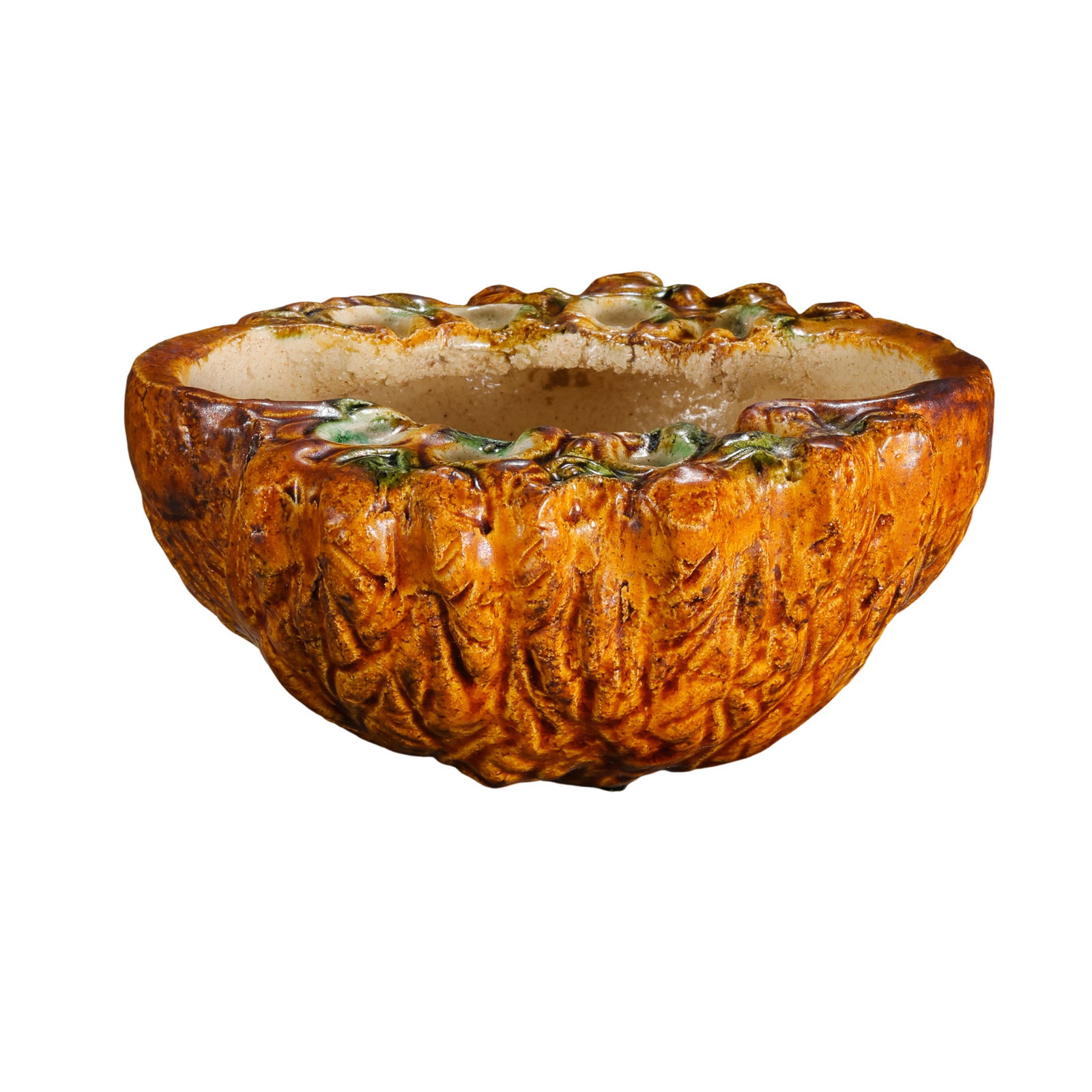 Tang Dynasty Sancai Lotus-Petal Brush Washer: 7th–10th century; Diameter: 9.5 cm, approximately 3.74 in, approximately 0.31 ft; Height: 4.6 cm, approximately 1.81 in, approximately 0.15 ftCondition and Provenance?Condition: Overall well preserv