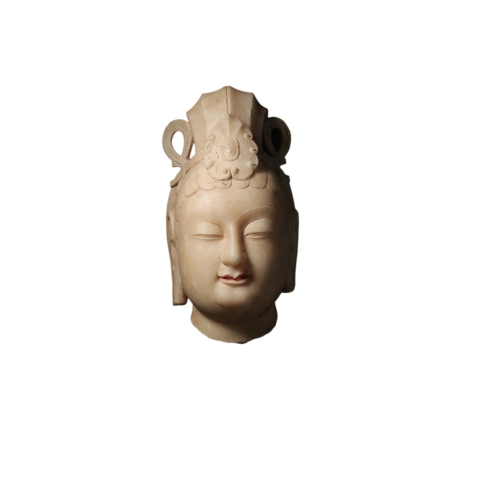 Tang Dynasty White Marble Head of Guanyin Bodhisattva (1 of 10)