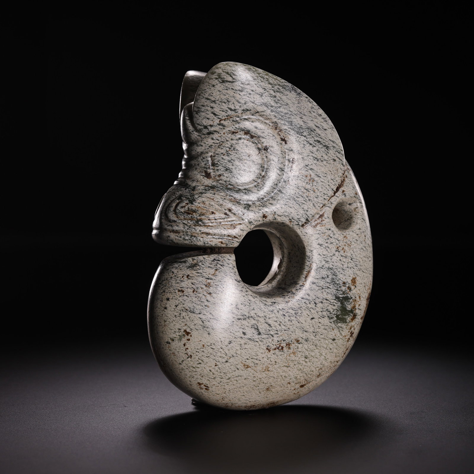 Neolithic Hongshan Culture River Jade Pig-Dragon: c. 7500–2900 BCE; Height: 10 cm, approximately 3.94 in, approximately 0.33 ft; Width: 6.5 cm, approximately 2.56 in, approximately 0.21 ft; Weight: 282 gCondition and Provenance?Condition: Overall w