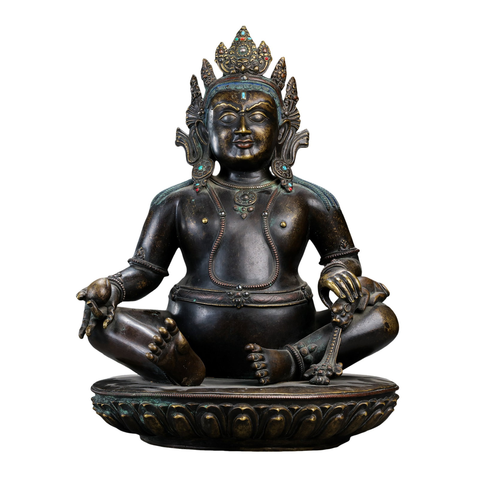 Tibet, 15th Century, Bronze Seated Buddha with Inlaid Gems (1 of 8)