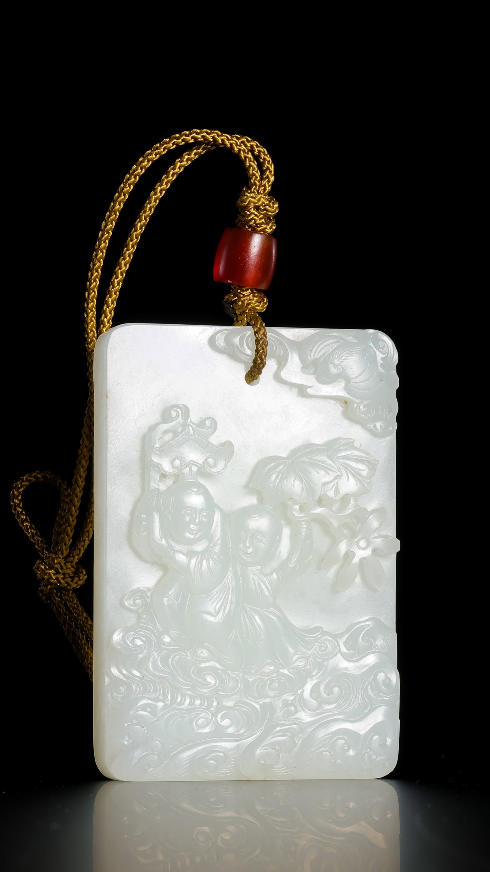 Qing Dynasty (18th–19th century) Hetian Jade Plaque with Boys and Auspicious Motifs (1 of 7)