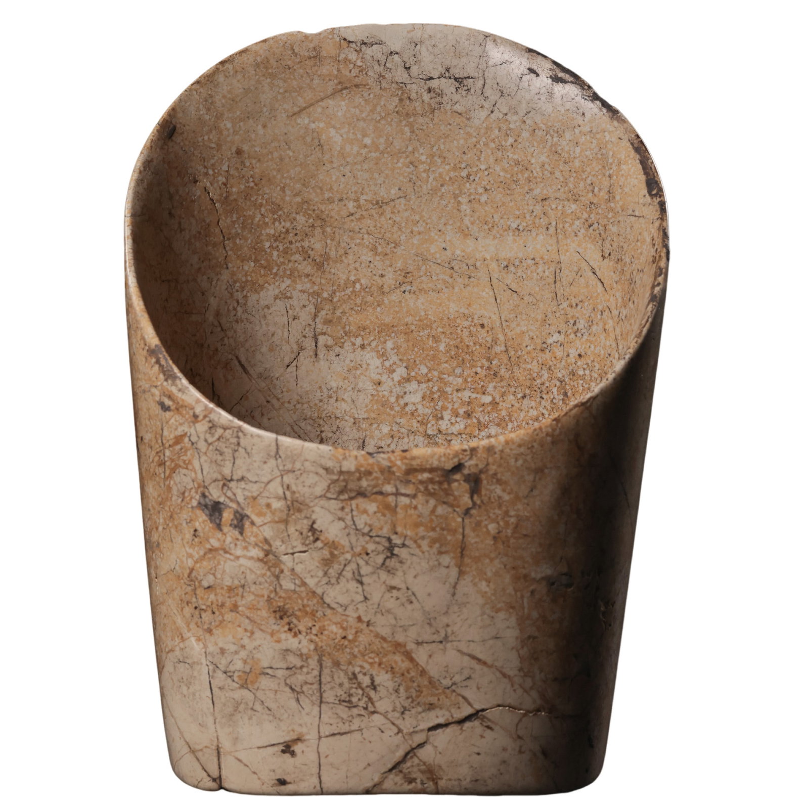 Neolithic Hongshan Culture Chicken-Bone White Hetian Jade Horseshoe-Shaped Cylinder: circa 7500–2900 BCE; H. 17.3 cm (6.81 in; 0.57 ft); Mouth diameter: 12.5 cm (4.92 in; 0.41 ft); Weight: 675 gCondition & Provenance?Condition: Overall well preserved, with a chicken-bone white jade 