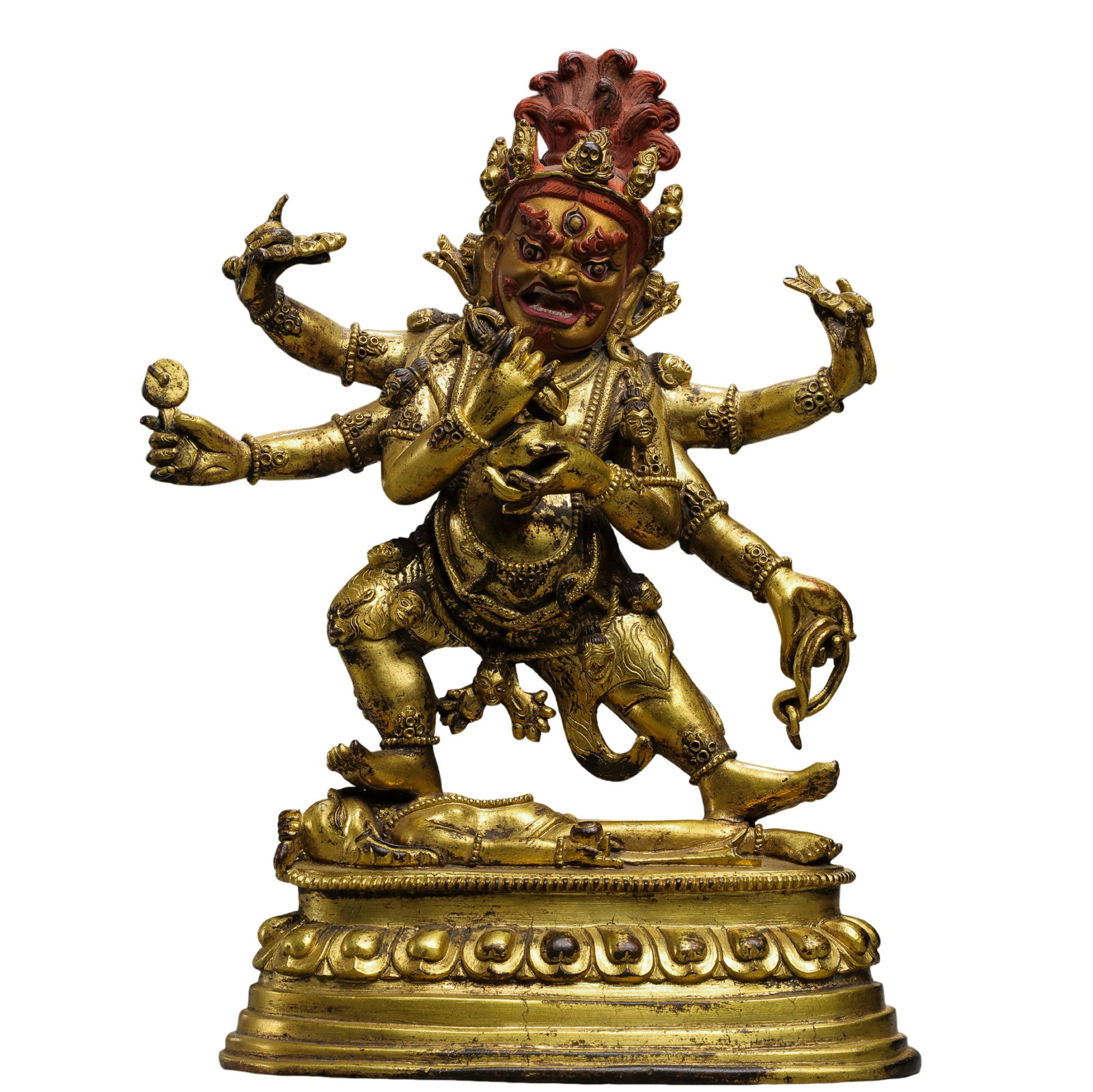17th-Century Tibetan Gilt-Bronze Multi-Armed Wrathful Protector Figure (1 of 8)