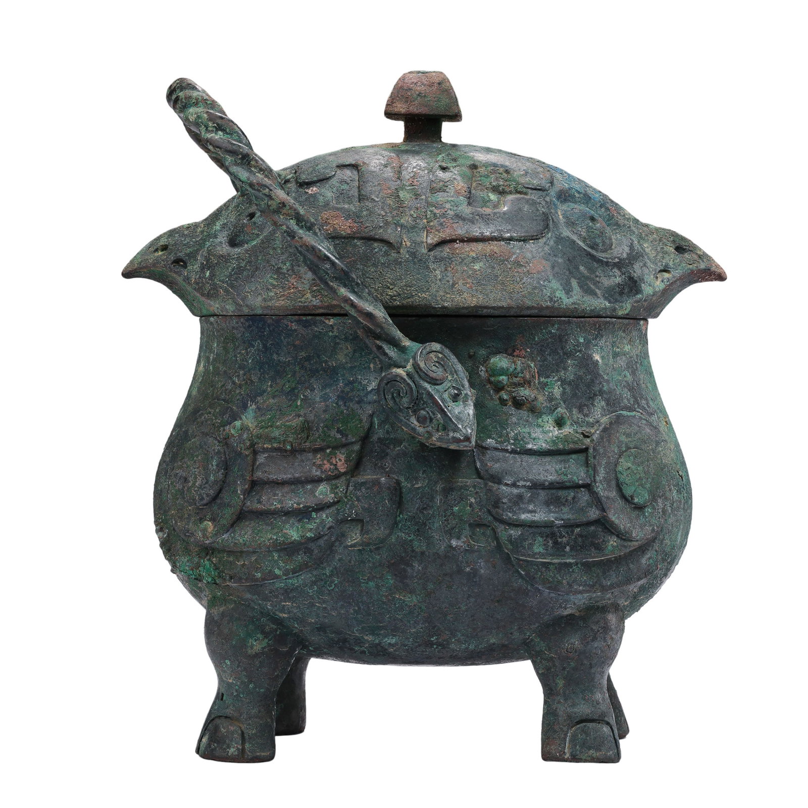 Western Zhou Dynasty Bronze You Vessel with Overhead Handle and Taotie Mask Design (1 of 11)