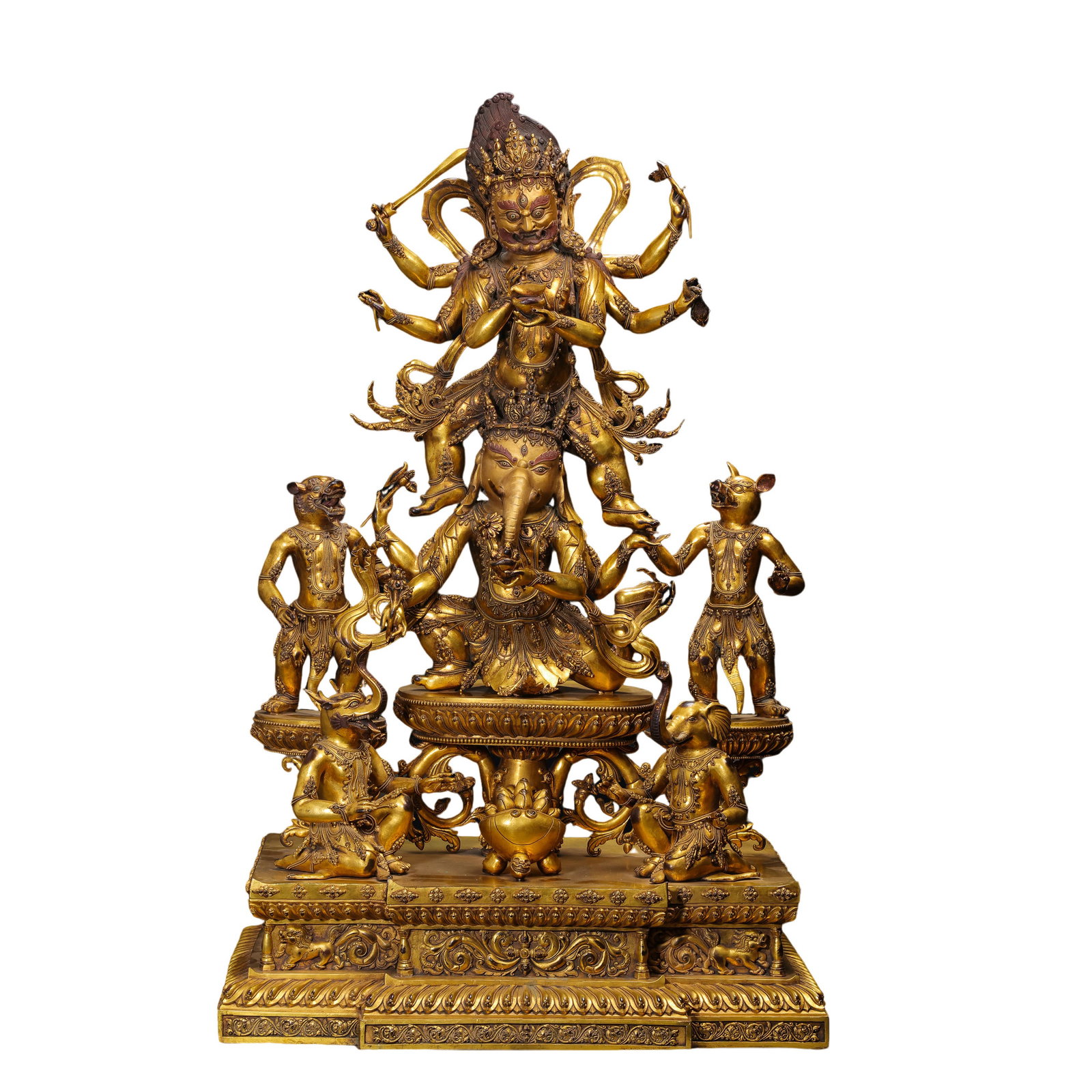 Tibetan Gilt-Bronze Esoteric Buddhist Figural Shrine, 15th Century (1 of 11)