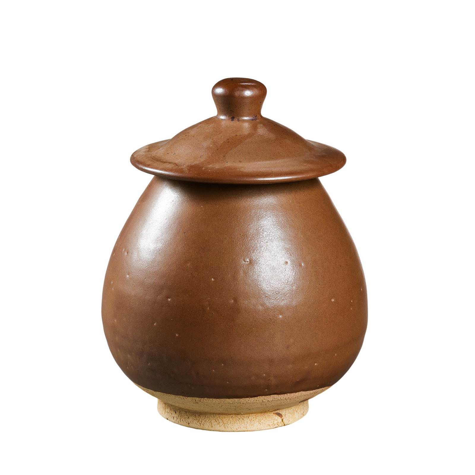 Cizhou Ware Purple-Brown Glazed Covered Jar, Song Dynasty: approx. 16 cm (6.3 in), Width: approx. 12 cm (4.7 in), 10th–13th CenturyCondition & Provenance:?In good condition overall, with the form well preserved. The cover and jar are well matched, and the g