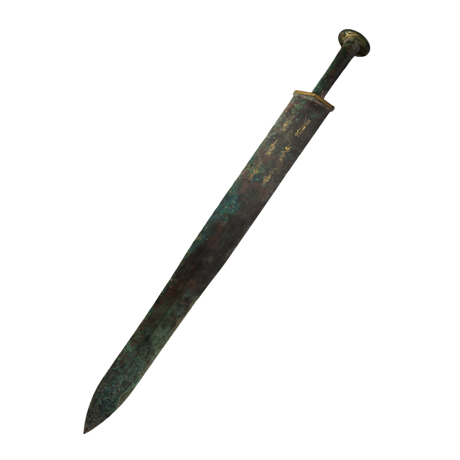 Gold-Inlaid Bronze Sword, Warring States Period (1 of 8)