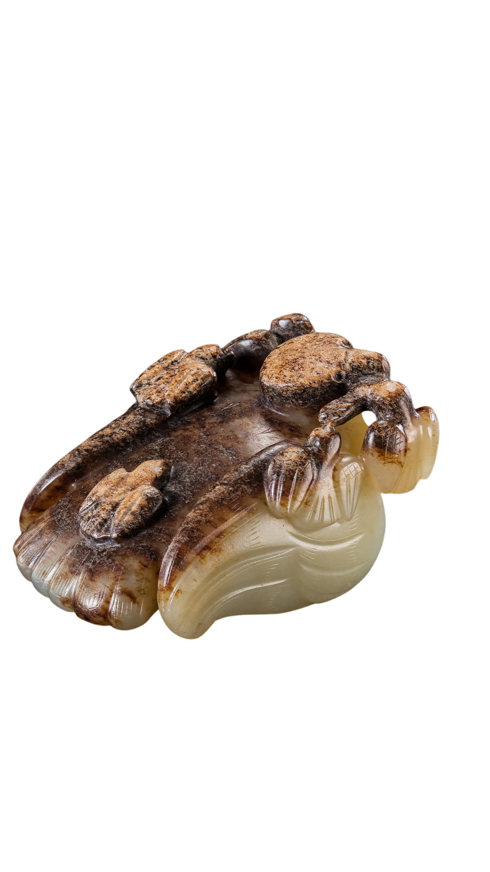 Hetian Jade Pendant Depicting a Phoenix Feeding Its Young, Warring States Period: approx. 7 cm (2.8 in), Height: approx. 4 cm (1.6 in), Weight: approx. 179 g, 5th–3rd Century BCECondition & Provenance:?In good condition overall. The jade shows a warm luster, with russet-brown sta