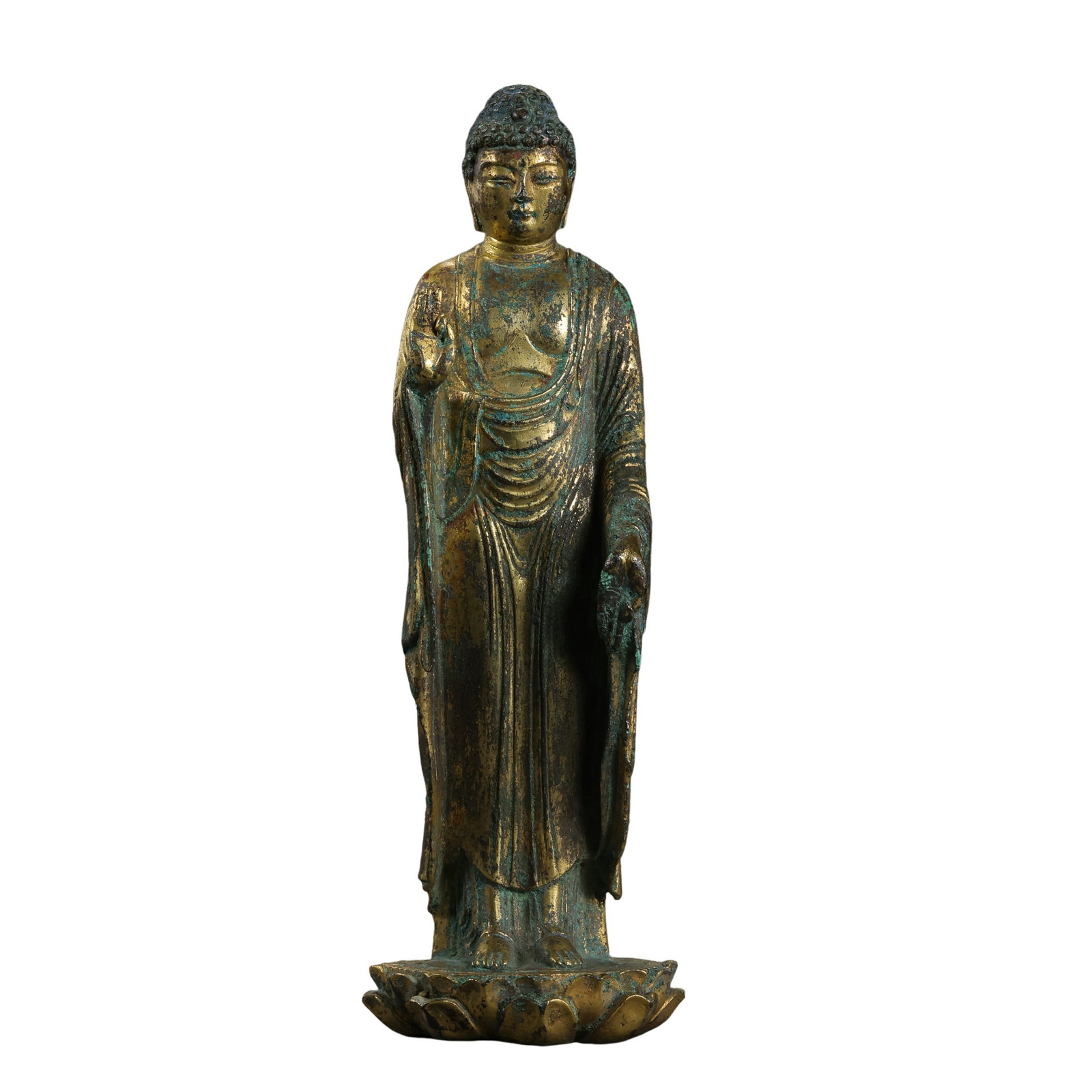 Gilt-Bronze Standing Shakyamuni Buddha, Tang Dynasty (1 of 8)