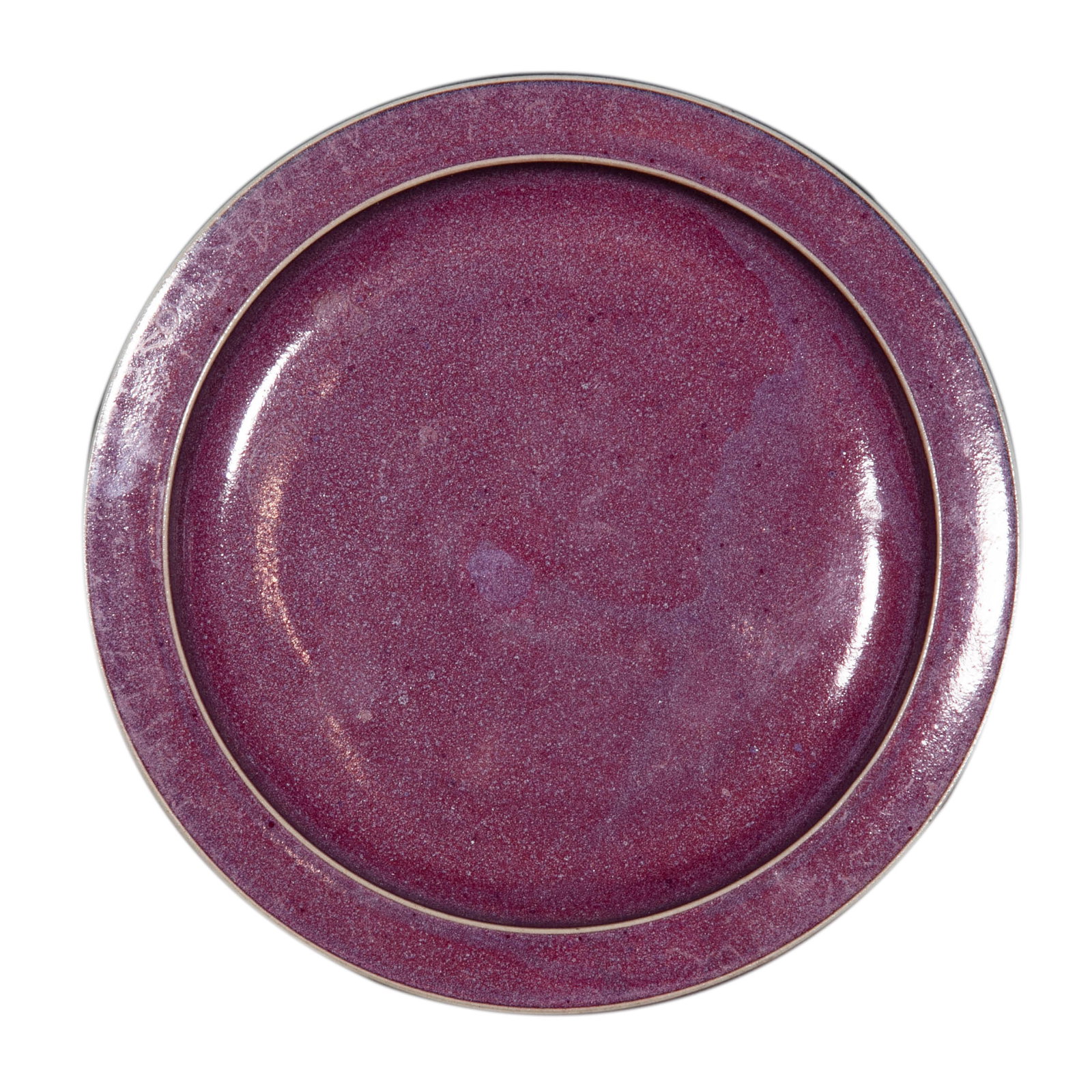 Jun Ware Rose-Purple Glazed Dish, Song Dynasty: approx. 19 cm (7.5 in), 10th–13th CenturyCondition & Provenance:?In good condition overall, with the form well preserved. The glaze is lustrous and richly colored, with natural crazing, minor surfac