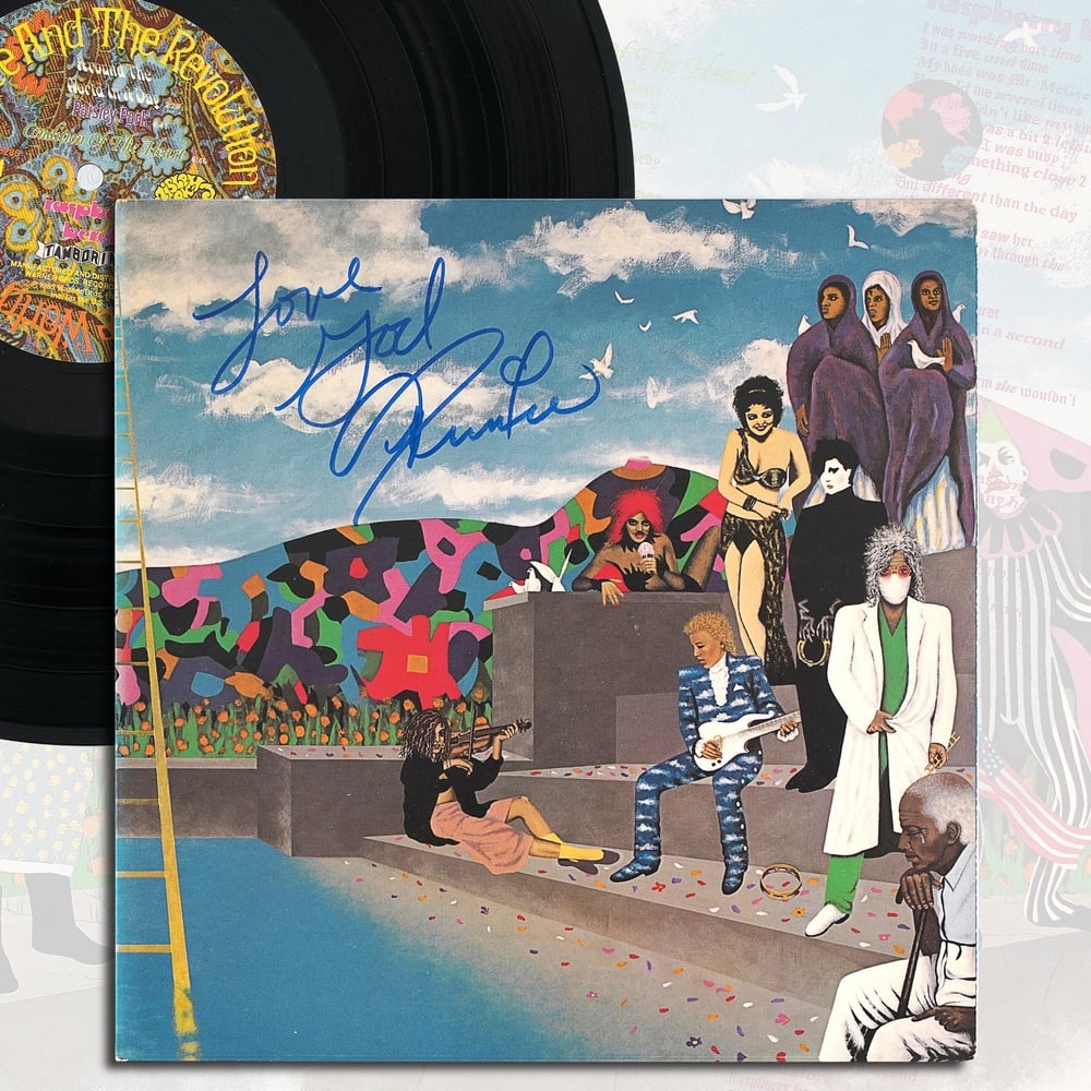 PRINCE SIGNED "AROUND THE WORLD IN A DAY" LP: 12 1/4 x 12 1/4 in Provenance and Authentication: This collectible has undergone a rigorous forensic evaluation. The signatures were carefully analyzed across multiple criteria, including ink depositi
