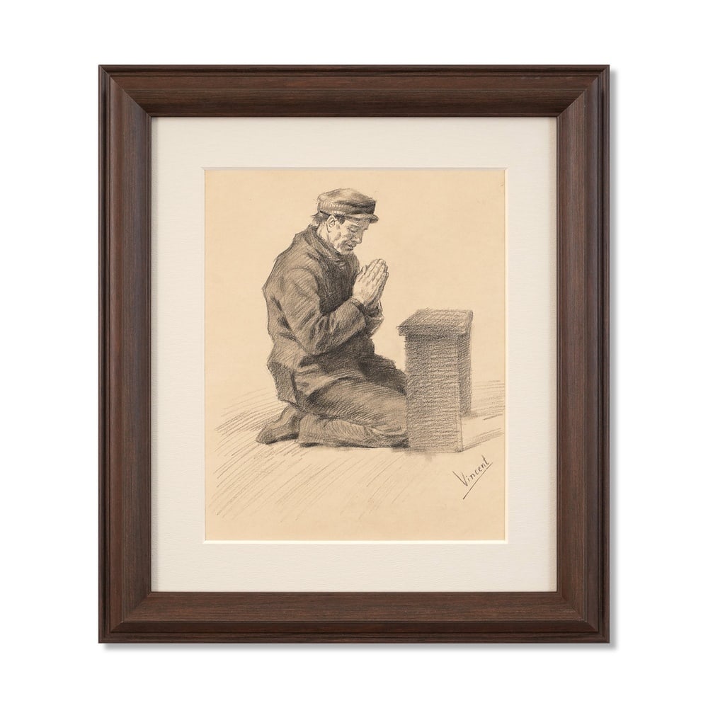 VINCENT VAN GOGH (1853-1890), ATTRIBUTED TO, CHARCOAL ON PAPER: Signed (lower right) Image Dimensions: 13 x 10 3/8 in (33 x 26.4 cm) Framed Dimensions: 20 1/8 x 17 1/2 in (51 x 44.5 cm) This painting comes with COA. Vincent van Gogh remains one of the most emotion