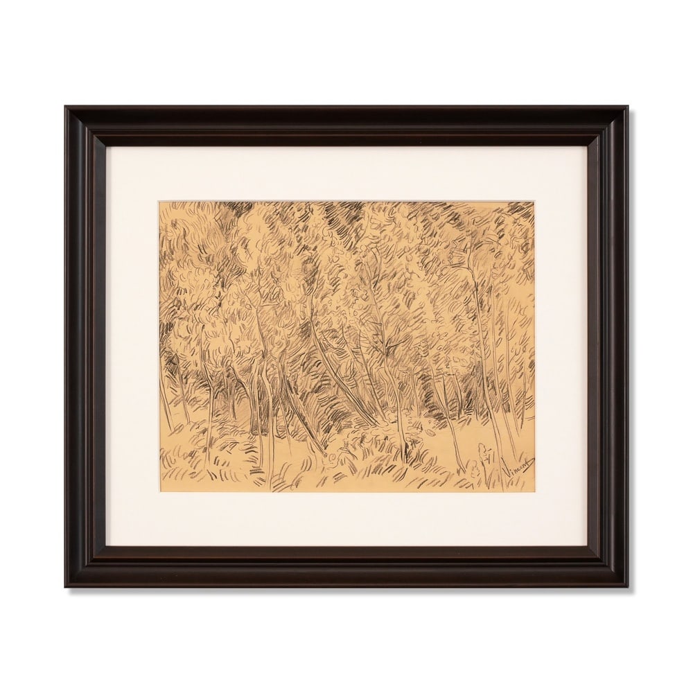 VINCENT VAN GOGH (1853-1890), ATTRIBUTED TO, CHARCOAL ON PAPER: Signed (lower right) Image Dimensions: 9 7/8 x 12 3/4 in (25 x 32.5 cm) Framed Dimensions: 18 1/2 x 15 7/8 in (47.1 x 40.2 cm) This painting comes with COA. Vincent van Gogh occupies a pivotal