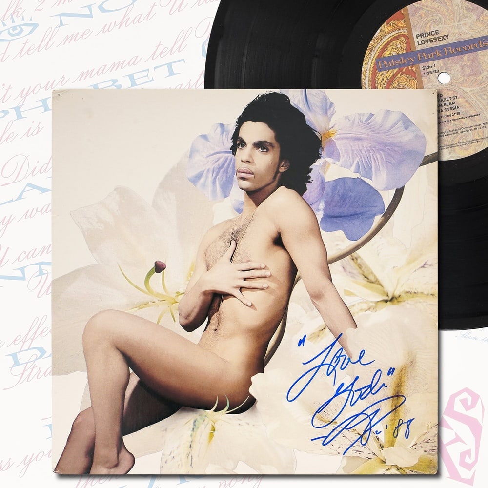 PRINCE SIGNED "LOVESEXY" LP: 12 1/4 x 12 1/4 in Provenance and Authentication: This collectible has undergone a rigorous forensic evaluation. The signatures were carefully analyzed across multiple criteria, including ink