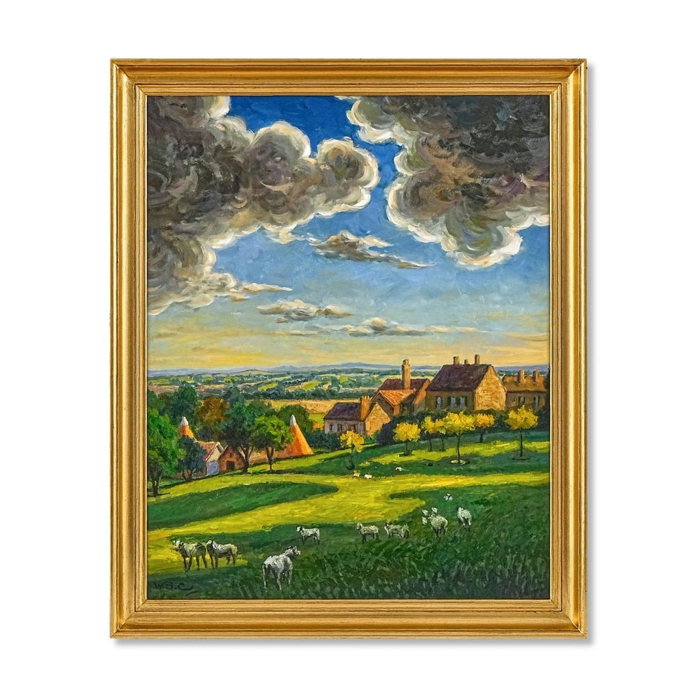 WINSTON CHURCHILL (1874-1965), ATTRIBUTED TO, OIL ON CANVAS: Image Dimensions: 29 1/2 x 23 3/4 in (75 x 60.4 cm) Framed Dimensions: 32 7/8 x 27 1/8 in (83.5 x 69 cm) This painting comes with COA. Sir Winston Churchill is widely recognised not only as one of