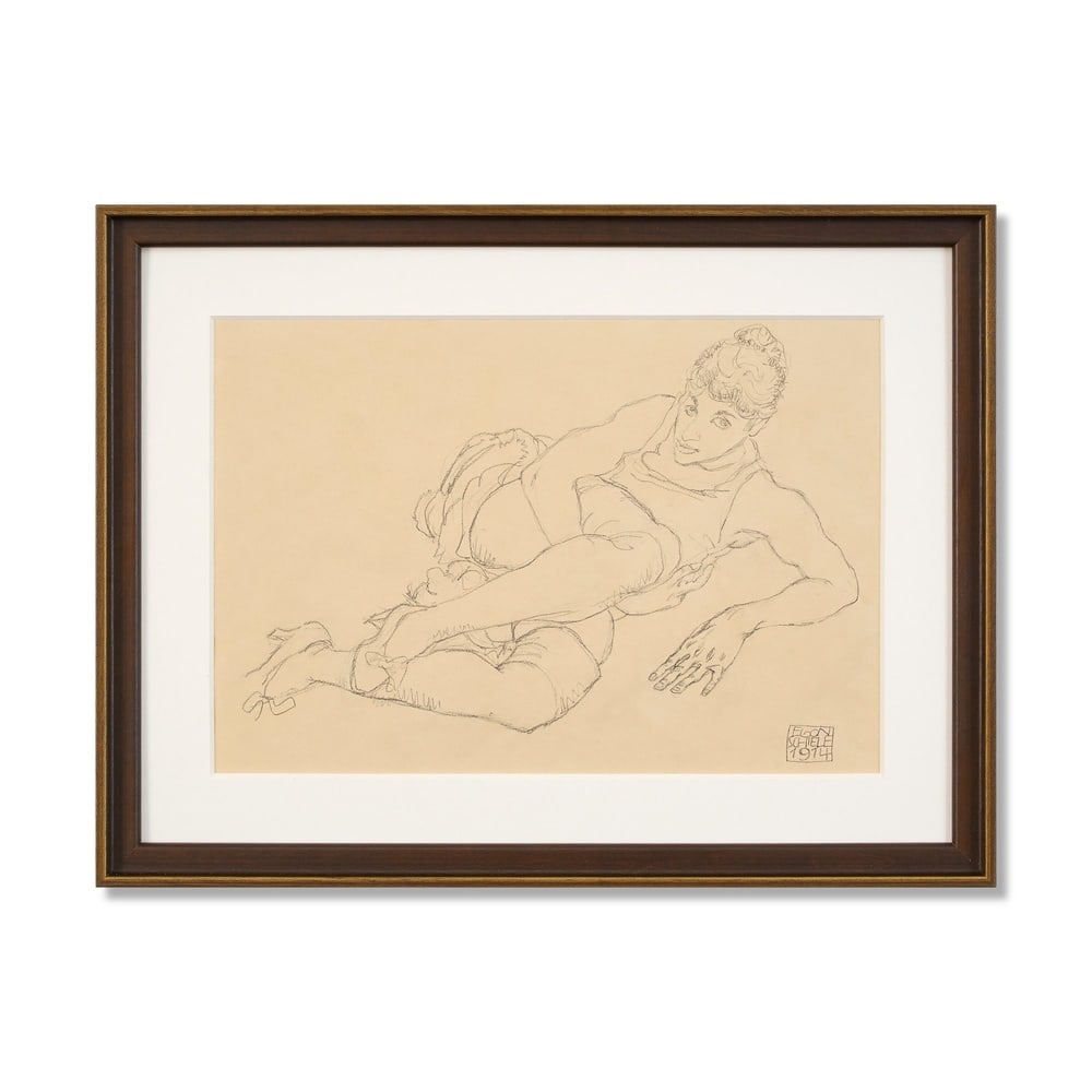 EGON SCHIELE (1890-1918), ATTRIBUTED TO, PENCIL ON PAPER: Signed (lower right) Image Dimensions: 11 1/2 x 16 7/8 in (29.1 x 42.9 cm) Framed Dimensions: 16 7/8 x 22 1/2 in (43 x 57 cm) This painting comes with COA. Egon Schiele remains one of the most