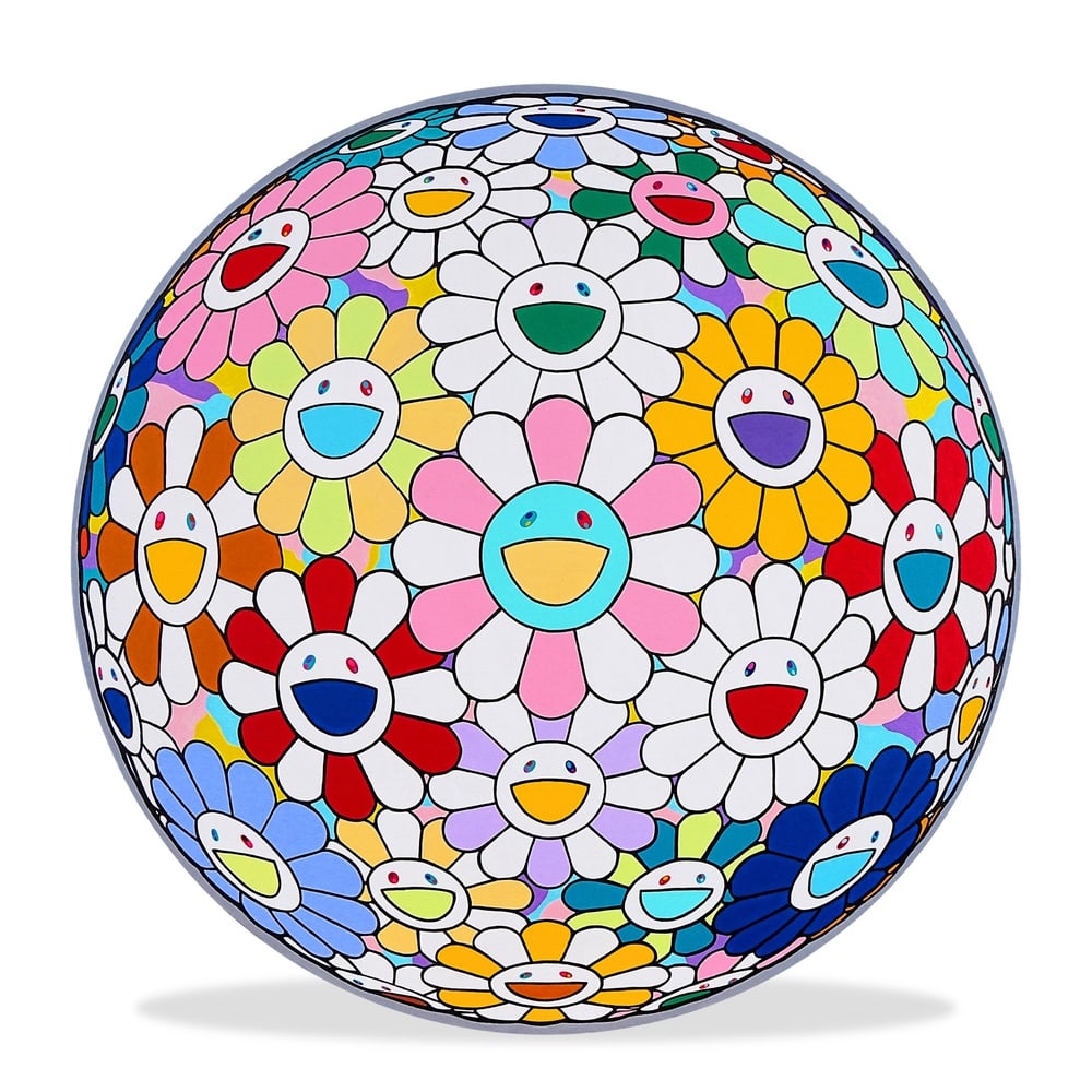 TAKASHI MURAKAMI (B.1962), ATTRIBUTED TO, ACRYLIC ON CANVAS MOUNTED ON PANEL: Signed (verso) Image Dimensions: 39 3/8 x 39 3/8 in (100 x 100 cm) This painting comes with COA. Takashi Murakami has established himself as one of the defining figures of contemporary art through his