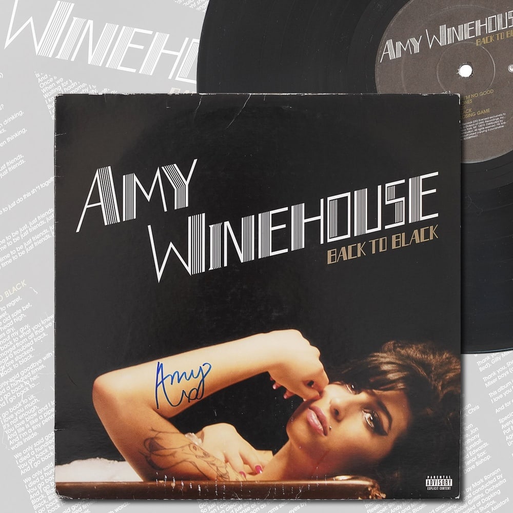 AMY WINEHOUSE SIGNED BACK TO BLACK LP: 12 1/4 x 12 1/4 in Provenance and Authentication: This collectible has undergone a rigorous forensic evaluation. The signatures were carefully analyzed across multiple criteria, including ink depositi