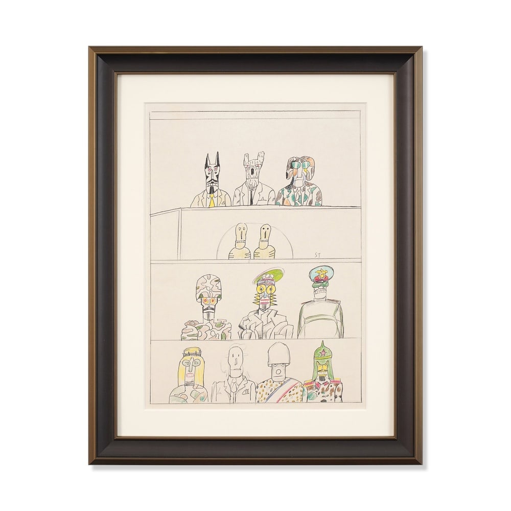 SAUL STEINBERG (1914-1999), ATTRIBUTED TO, INK AND COLORED PENCIL ON PAPER (1 of 3)