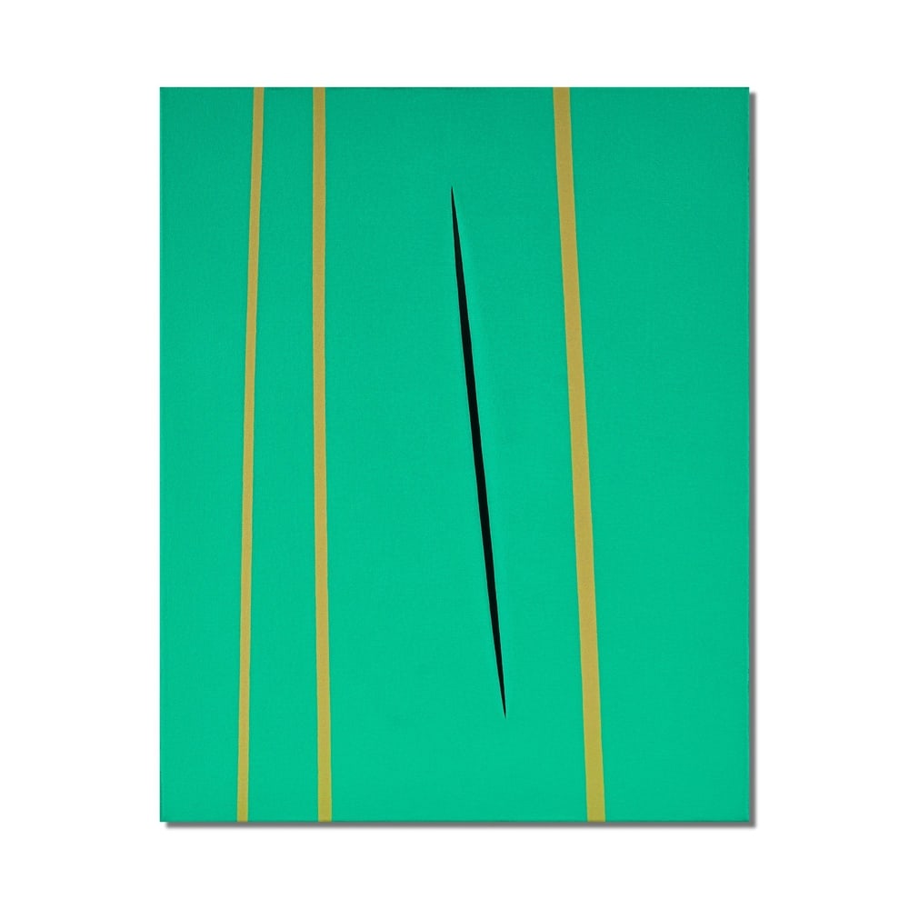 LUCIO FONTANA (1899-1968), ATTRIBUTED TO, WATERPAINT ON CANVAS (1 of 3)
